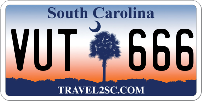 SC license plate VUT666