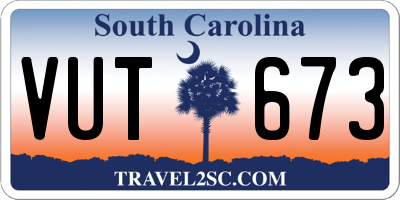 SC license plate VUT673