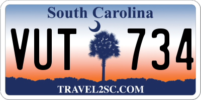 SC license plate VUT734