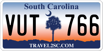 SC license plate VUT766