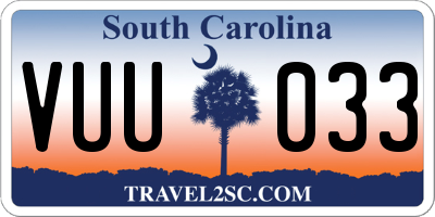 SC license plate VUU033