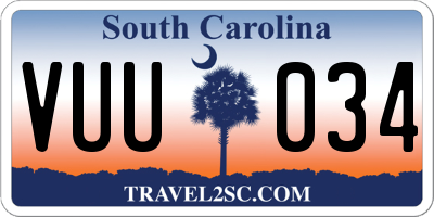 SC license plate VUU034