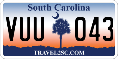 SC license plate VUU043