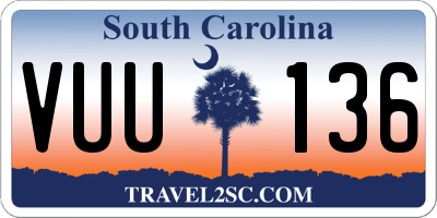 SC license plate VUU136