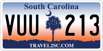 SC license plate VUU213
