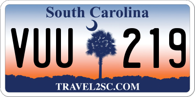 SC license plate VUU219