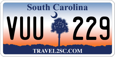 SC license plate VUU229