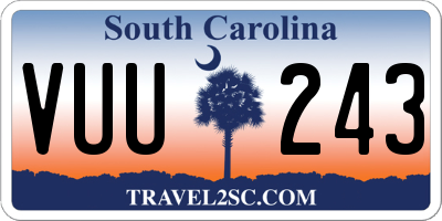 SC license plate VUU243
