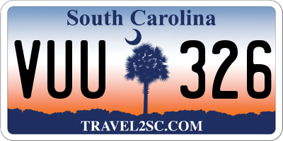 SC license plate VUU326