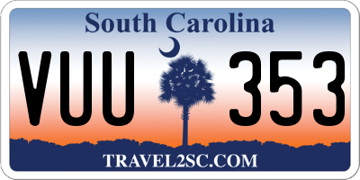 SC license plate VUU353