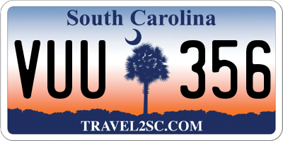 SC license plate VUU356