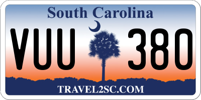 SC license plate VUU380