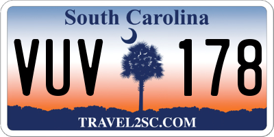 SC license plate VUV178