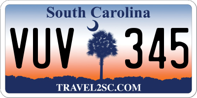 SC license plate VUV345