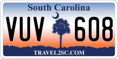 SC license plate VUV608