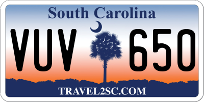 SC license plate VUV650