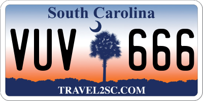 SC license plate VUV666