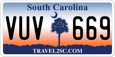 SC license plate VUV669