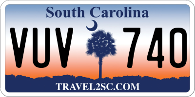 SC license plate VUV740
