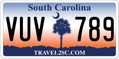 SC license plate VUV789