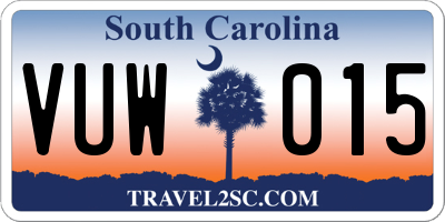 SC license plate VUW015