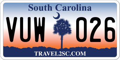 SC license plate VUW026