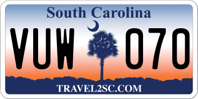 SC license plate VUW070