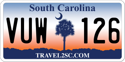 SC license plate VUW126