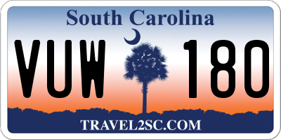 SC license plate VUW180