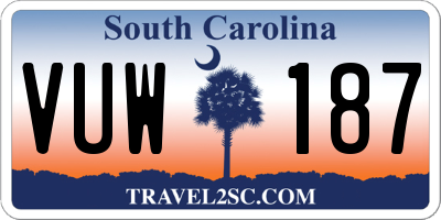 SC license plate VUW187