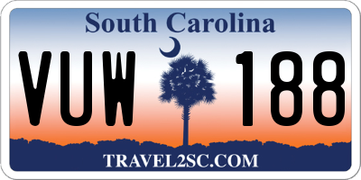 SC license plate VUW188