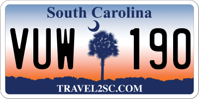 SC license plate VUW190