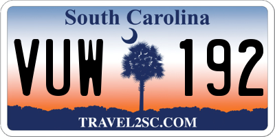 SC license plate VUW192