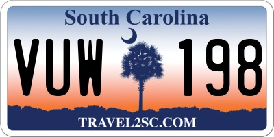 SC license plate VUW198