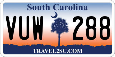 SC license plate VUW288