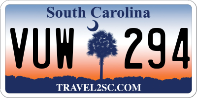 SC license plate VUW294
