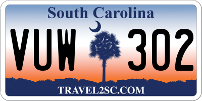 SC license plate VUW302