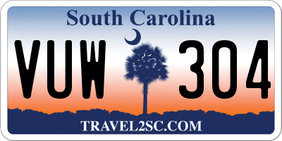SC license plate VUW304