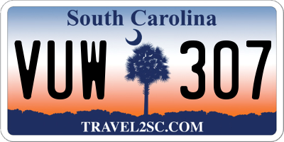 SC license plate VUW307
