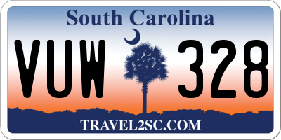 SC license plate VUW328