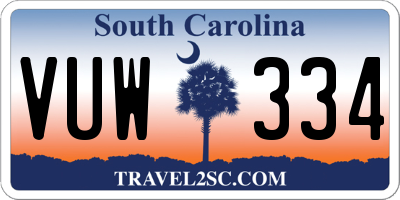 SC license plate VUW334