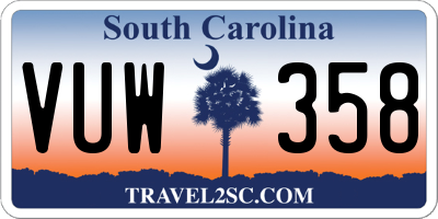 SC license plate VUW358