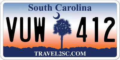 SC license plate VUW412