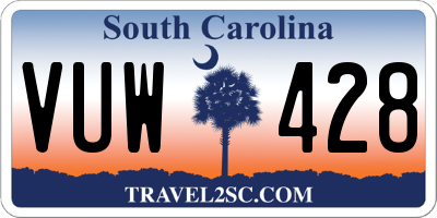 SC license plate VUW428
