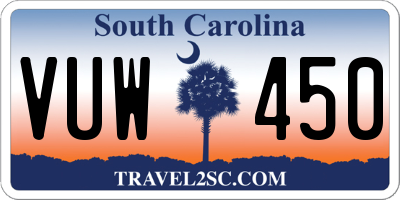 SC license plate VUW450