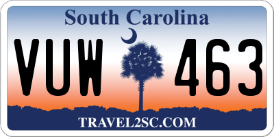 SC license plate VUW463