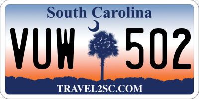 SC license plate VUW502