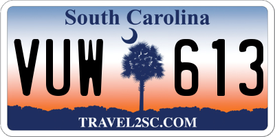 SC license plate VUW613