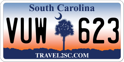 SC license plate VUW623