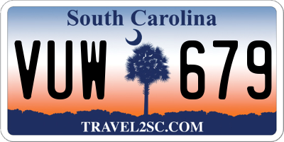SC license plate VUW679